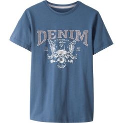 T-shirt bonprix indygo z nadrukiem. Niebieskie koszule chłopięce bonprix, z nadrukiem, bez kołnierzyka, bez rękawów. Za 29,99 zł.