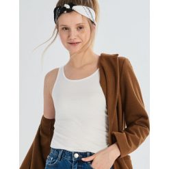 Bawełniany tank top - Biały. Białe topy damskie Sinsay, xl, bez wzorów, z bawełny, bez kołnierzyka. Za 7,99 zł.