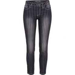 Dżinsy SKINNY z lampasami bonprix czarny denim w paski. Czarne jeansy damskie bonprix. Za 109,99 zł.