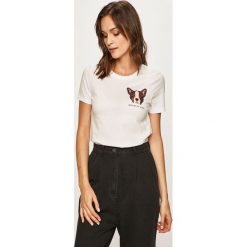 Only - T-shirt. Białe bluzki damskie ONLY, s, z aplikacjami, z bawełny, casualowe, z okrągłym kołnierzem. Za 59,90 zł.