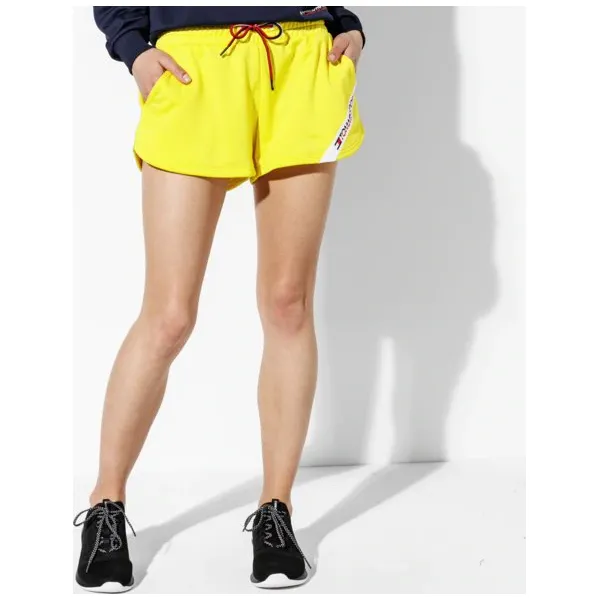 Tommy Sport Szorty Ze Sznurkiem , żółty, rozmiar S. Żółte spodenki sportowe damskie TOMMY HILFIGER, s, bez wzorów, z materiału, sportowe, na fitness i siłownię. W wyprzedaży za 119,99 zł.