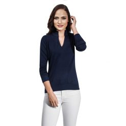 Swetry klasyczne damskie: Sweter w kolorze granatowym