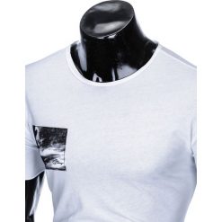 T-shirt męski z nadrukiem S983 - biały. Białe t-shirty męskie Ombre Clothing, s, z nadrukiem, bez kołnierzyka. Za 15,99 zł.