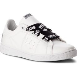 Sneakersy PEPE JEANS - Brompton Laces PLS30735 White 800. Białe półbuty damskie Pepe Jeans, bez wzorów, z jeansu, bez obcasa, na płaskiej podeszwie, bez zapięcia. W wyprzedaży za 169,00 zł.