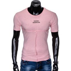 T-shirt męski z nadrukiem S958 - pudrowy róż. Różowe t-shirty męskie Ombre Clothing, s, z nadrukiem, bez kołnierzyka. Za 15,99 zł.