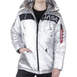 ALPHA INDUSTRIES N-3B NASA > 198157-31. Szare kurtki męskie Alpha Industries, m, z aplikacjami, z dzianiny, klasyczne, bez kaptura. W wyprzedaży za 999,99 zł.