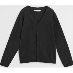 Mango Kids - Kardigan dziecięcy Nick 110-164 cm. Szare swetry chłopięce Mango Kids, bez wzorów, z bawełny, bez kołnierzyka. Za 59,99 zł.