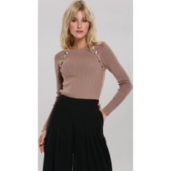 Ciemnobeżowy Sweter Scarlette. Brązowe swetry damskie other, s, bez wzorów, casualowe, bez rękawów, bez kaptura. Za 89,99 zł.
