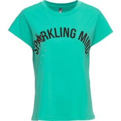 T-shirt bonprix zielony oceaniczny z nadrukiem. Zielone t-shirty damskie marki bonprix, z nadrukiem, z okrągłym kołnierzem. Za 32,99 zł.