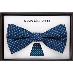 Mucha Granatowa w Mikrowzór. Muszki męskie LANCERTO, bez wzorów, z dzianiny, eleganckie. W wyprzedaży za 39,90 zł.