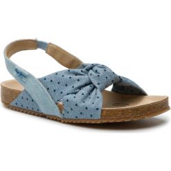 Sandały PEPE JEANS - Bio Jeans PGS90128 Denim 000. Niebieskie klapki damskie Pepe Jeans, bez wzorów, z jeansu, bez obcasa. W wyprzedaży za 179,00 zł.