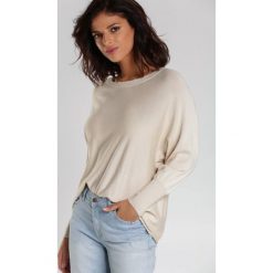 Beżowy Sweter Letitia. Brązowe swetry damskie Renee, uniwersalny, bez wzorów, casualowe, bez rękawów, bez kaptura. Za 99,99 zł.