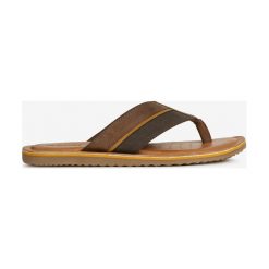 Geox Artie Japonki Brązowy. Pomarańczowe klapki męskie Geox, w paski, ze skóry. Za 324,95 zł.