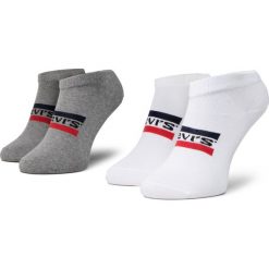 Zestaw 2 par niskich skarpet unisex LEVI'S - 37157-0164 White/Grey. Szare skarpetki damskie bez wzorów, z elastanu. Za 29,00 zł.