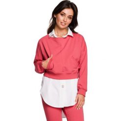 Krótka bluza - koralowa. Pomarańczowe bluzy damskie BE, s, bez wzorów, z elastanu, z krótkim rękawem, długie, bez kaptura. Za 159,00 zł.