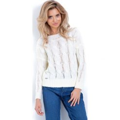 Ecru Sweter z Warkoczowym Splotem. Szare piżamy damskie marki Molly.pl, uniwersalny, bez wzorów, ze splotem, eleganckie, bez rękawów, długie, bez kaptura. Za 99,90 zł.