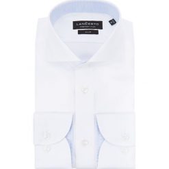 Koszula Biała Ingrid 4. Białe koszule męskie LANCERTO, m, bez wzorów, z jedwabiu, eleganckie, z kontrastowym kołnierzykiem, bez rękawów. Za 299,90 zł.