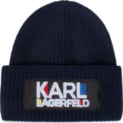 Czapka KARL LAGERFELD - 201W3414 Navy. Niebieskie czapki męskie KARL LAGERFELD, na zimę, bez wzorów, z wełny. W wyprzedaży za 259,00 zł.