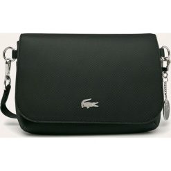 Lacoste - Torebka. Czarne listonoszki damskie Lacoste, w paski, z bawełny, na ramię, małe, bez dodatków. W wyprzedaży za 479,90 zł.