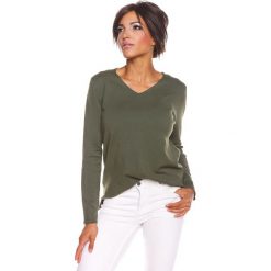 Sweter "Jill" w kolorze khaki. Brązowe bez kategorii marki 100% Maille, s, z okrągłym kołnierzem. W wyprzedaży za 129,95 zł.