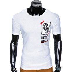 T-SHIRT MĘSKI Z NADRUKIEM S984 - BIAŁY. Białe t-shirty męskie z nadrukiem marki Ombre Clothing, m. Za 29,00 zł.