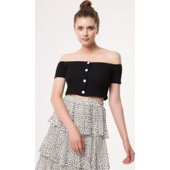 Czarny Top Conciliate. Czarne bluzki damskie Born2be, xl, bez wzorów, z dzianiny, bez kołnierzyka, bez rękawów. Za 59,99 zł.