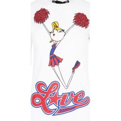 T-shirt Love Moschino. Białe koszulki damskie xs, bez wzorów, z włoskim kołnierzykiem, bez rękawów. Za 239,00 zł.