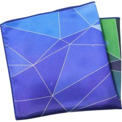 Niebiesko-Zielona Poszetka Męska -ALTIES- 34x34 cm, Galaxy, Wzór Geometryczny POSZALTS0487. Niebieskie poszetki męskie Alties, bez wzorów, eleganckie. Za 27,00 zł.