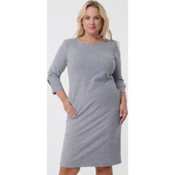 Jasnoszara Sukienka Jessamine. Szare sukienki damskie Born2be, bez wzorów, z dzianiny, z okrągłym kołnierzem, bez rękawów, midi. Za 109,99 zł.