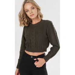 Zielony Sweter Cremia. Zielone swetry damskie Born2be, m, bez wzorów, bez rękawów, bez kaptura. Za 99,99 zł.