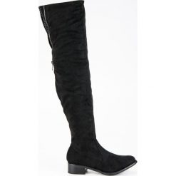 Buty zimowe damskie: CZARNE ZAMSZOWE MUSZKIETERKI