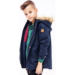 Nativo - Kurtka dziecięca 104-152 cm. Niebieskie kurtki chłopięce Nativo, bez wzorów, z bawełny, długie, bez kaptura. W wyprzedaży za 239,90 zł.