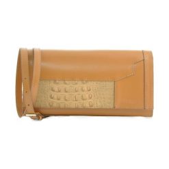 VERSO 3685-A08RC Brązowy, Kopertówka damska. Pomarańczowe kopertówki damskie Verso, w paski, ze skóry, eleganckie, bez dodatków. Za 209,00 zł.