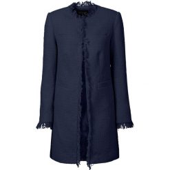 Płaszcz boucle bonprix ciemnoniebieski. Niebieskie płaszcze damskie bonprix, z haftami, długie. Za 189,99 zł.