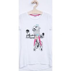 Blukids - Top dziecięcy 134-164 cm. Szare bluzki dziewczęce z nadrukiem marki Blukids, z bawełny, z okrągłym kołnierzem, z krótkim rękawem. W wyprzedaży za 34,90 zł.