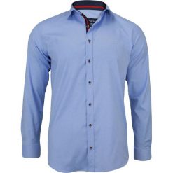 Elegancka, Niebieska Koszula Męska, Długi Rękaw, Krój Prosty KSDWRGN0164. Niebieskie koszule męskie Rigon, m, bez wzorów, z bawełny, eleganckie, z klasycznym kołnierzykiem, z długim rękawem. Za 99,00 zł.