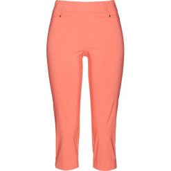 Rybaczki ze stretchem i pasem bez zamka bonprix łososiowy. Pomarańczowe spodnie damskie bonprix, bez wzorów. Za 79,99 zł.