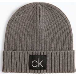 Calvin Klein - Czapka męska z dodatkiem kaszmiru, szary. Szare czapki męskie Calvin Klein, w prążki, z bawełny, klasyczne. Za 139,95 zł.