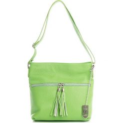 Torebki klasyczne damskie: Skórzana torebka w kolorze zielonym – 36 x 23 x 10 cm