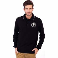Koszulka polo w kolorze czarnym. Czarne koszulki polo Polo Club Men, m, z haftami, z bawełny. W wyprzedaży za 217,95 zł.