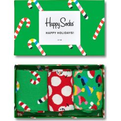Happy Socks - Skarpetki Gift Box (3-pak). Zielone skarpetki damskie Happy Socks, bez wzorów, z elastanu. W wyprzedaży za 69,90 zł.