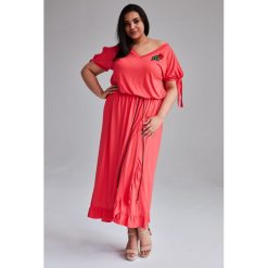 Koralowa Sukienka Laura MAXI duże rozmiary OVERSIZE PLUS SIZE WIOSNA. Pomarańczowe sukienki damskie Moda Size Plus Iwanek, na co dzień, na wiosnę, xl, bez wzorów, eleganckie, bez kołnierzyka, plus size, bez rękawów, maxi, proste. Za 165,00 zł.