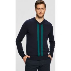 Tommy Hilfiger Tailored - Sweter. Niebieskie swetry męskie Tommy Hilfiger Tailored, s, bez wzorów, z bawełny, bez kołnierzyka, bez kaptura. W wyprzedaży za 499,90 zł.