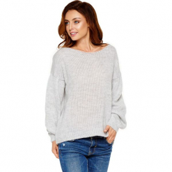 Sweter w kolorze jasnoszarym. Szare bez kategorii Lemoniade, ze splotem, z dekoltem w łódkę. Za 159,95 zł.