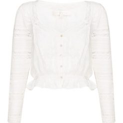 Top LOVESHACKFANCY SABRINA. Białe topy damskie LoveShackFancy, w koronkowe wzory, z bawełny, z falbankami. W wyprzedaży za 1096,00 zł.