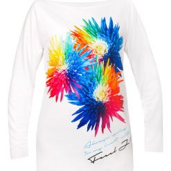 Bluza FLORAL. Białe bluzy damskie FJ!, bez wzorów, z poliesteru, bez rękawów, bez kaptura, do biegania. Za 229,00 zł.