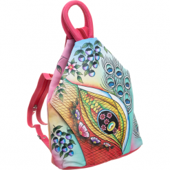 Plecak damski skórzany ręcznie malowany - różowy || multicolor. Różowe plecaki damskie z nadrukiem, ze skóry. Za 269,99 zł.