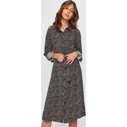 Answear - Sukienka. Czarne sukienki damskie ANSWEAR, na co dzień, xl, w paski, z wiskozy, casualowe, bez kołnierzyka, z długim rękawem, długie, maxi, proste. W wyprzedaży za 99,90 zł.
