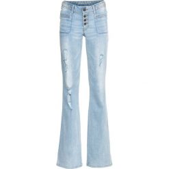Dżinsy BOOTCUT z plecionym zdobieniem bonprix jasnoniebieski "bleached". Niebieskie jeansy damskie bonprix, z jeansu. Za 129,99 zł.