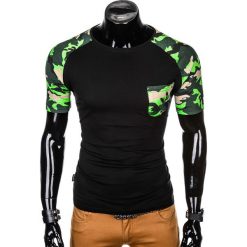 T-SHIRT MĘSKI Z NADRUKIEM MORO S1013 - CZARNY/ZIELONY. Czarne t-shirty męskie marki Ombre Clothing, s, z nadrukiem. Za 35,00 zł.